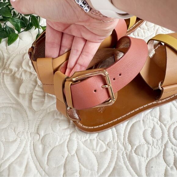 Anthropologie Sanchita Chamae Tri-Color Sandals Sz 38 / 8 - Picture 5 of 7